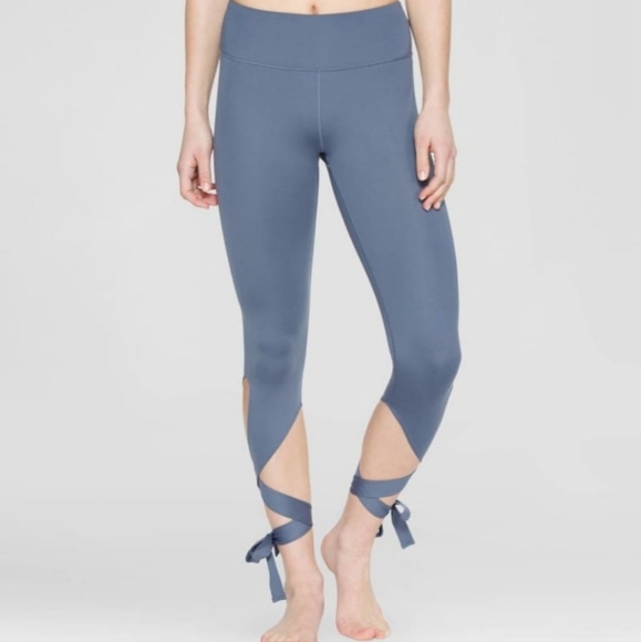 Velvet Rose Women's Tie Up Capri Leggings MEDIUM Slate Gray New withOUT Tag - Picture 1 of 3